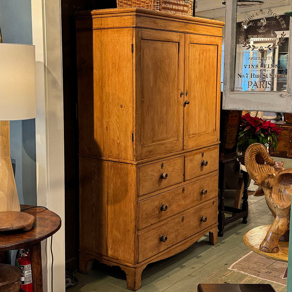 Antique Pine Linen Press Cupboard