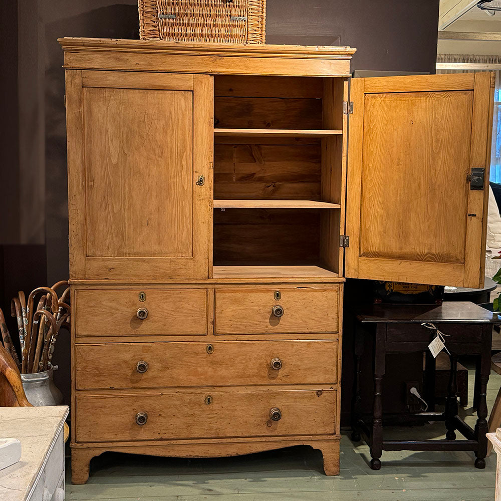 Antique Pine Linen Press Cupboard