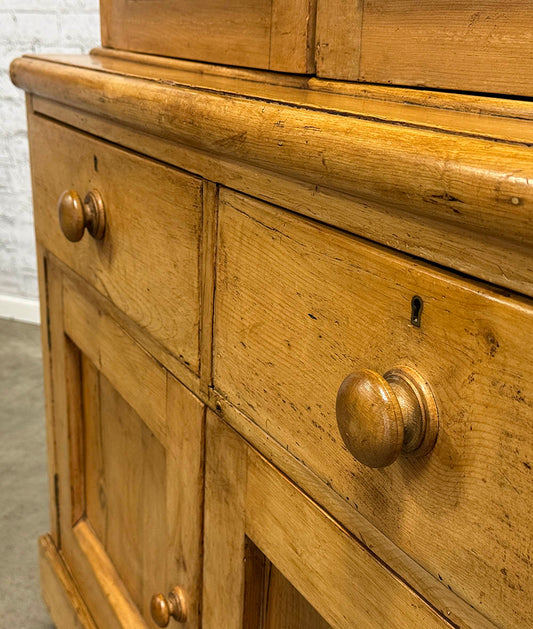 Antique Pine Four Door Two Drawer Cupboard