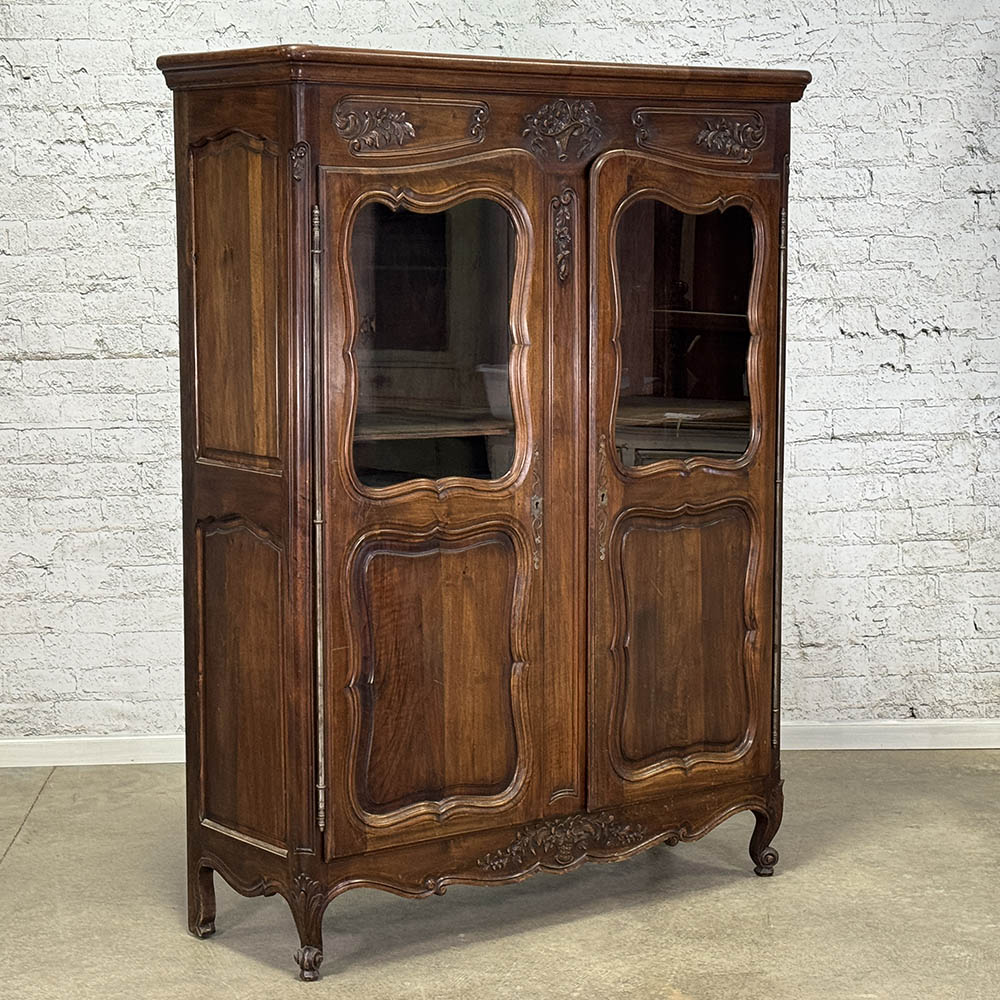 Antique French Oak Armoire with Glass c.1880