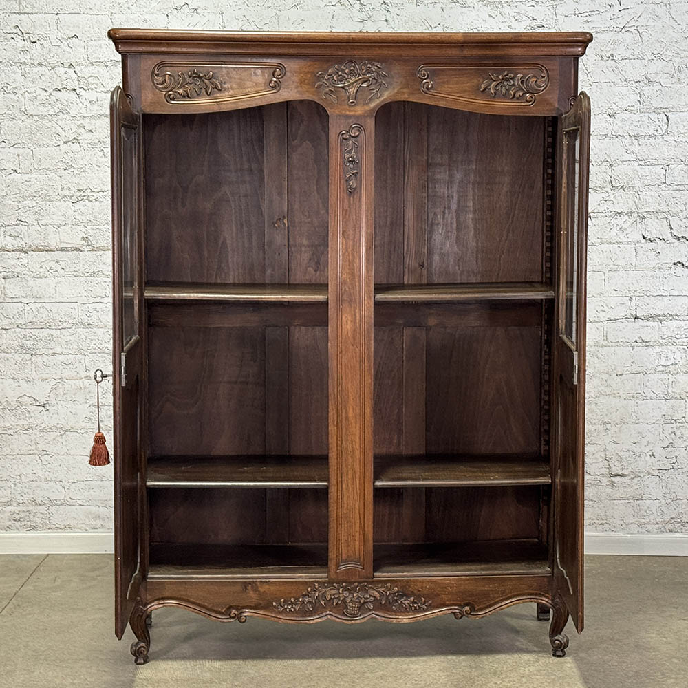 Antique French Oak Armoire with Glass c.1880