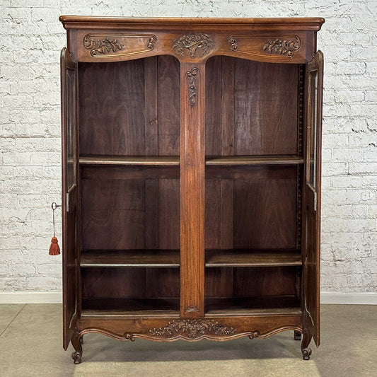 Antique French Oak Armoire with Glass c.1880