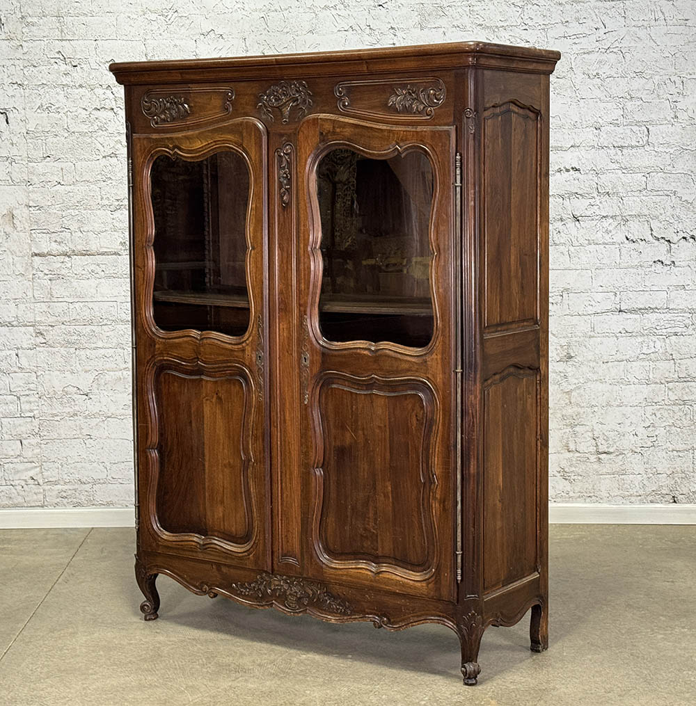 Antique French Oak Armoire with Glass c.1880