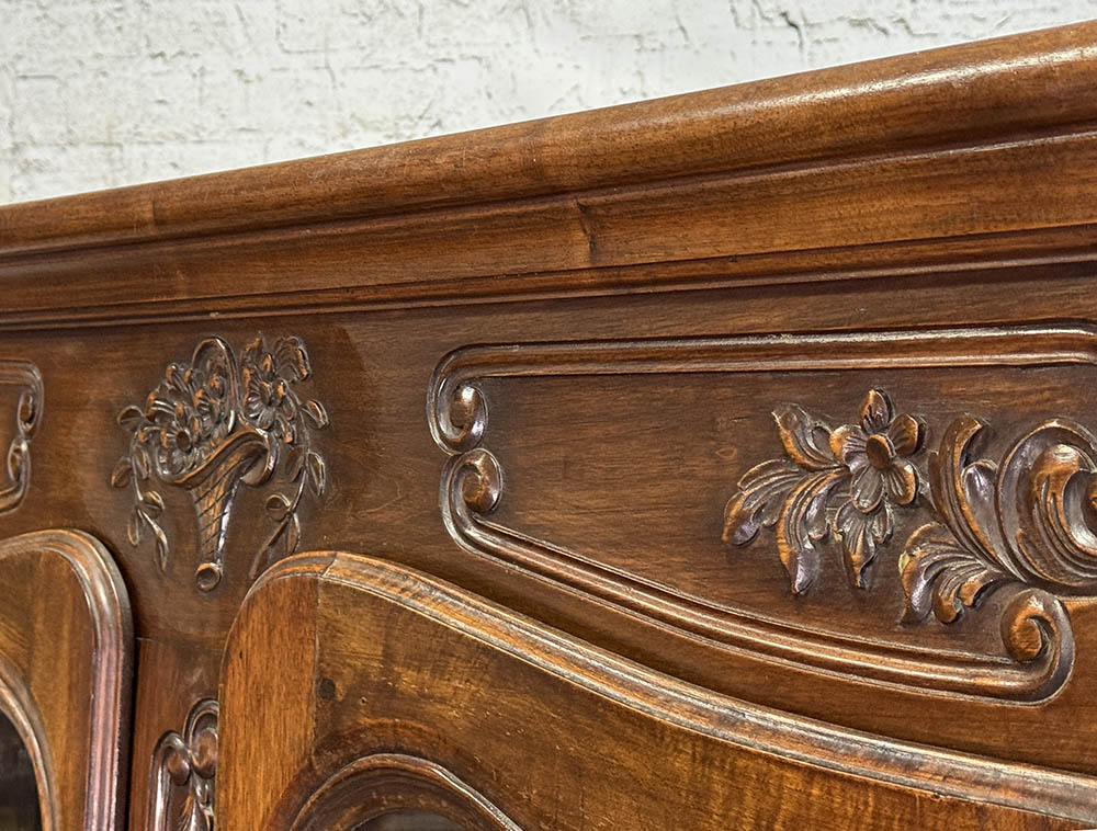 Antique French Oak Armoire with Glass c.1880
