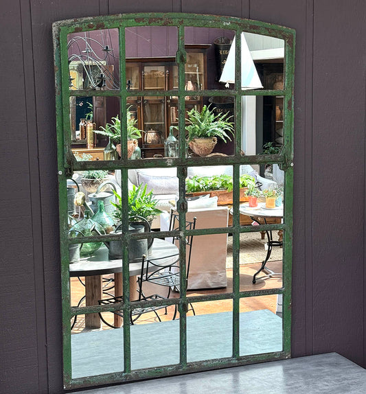Vintage Green Industrial Metal Mirror, 60"(H)