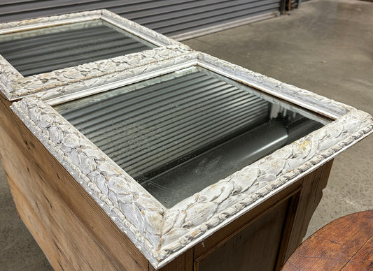 Antique French Carved Limed Mirror c.1890