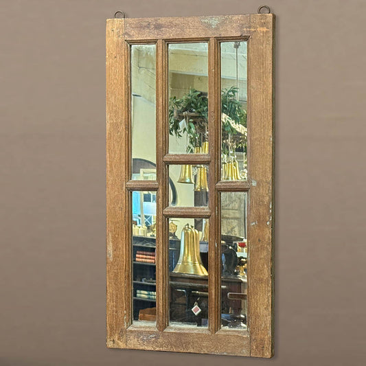 Vintage Window Panel with Inset Mirrors, 36.5"(H)