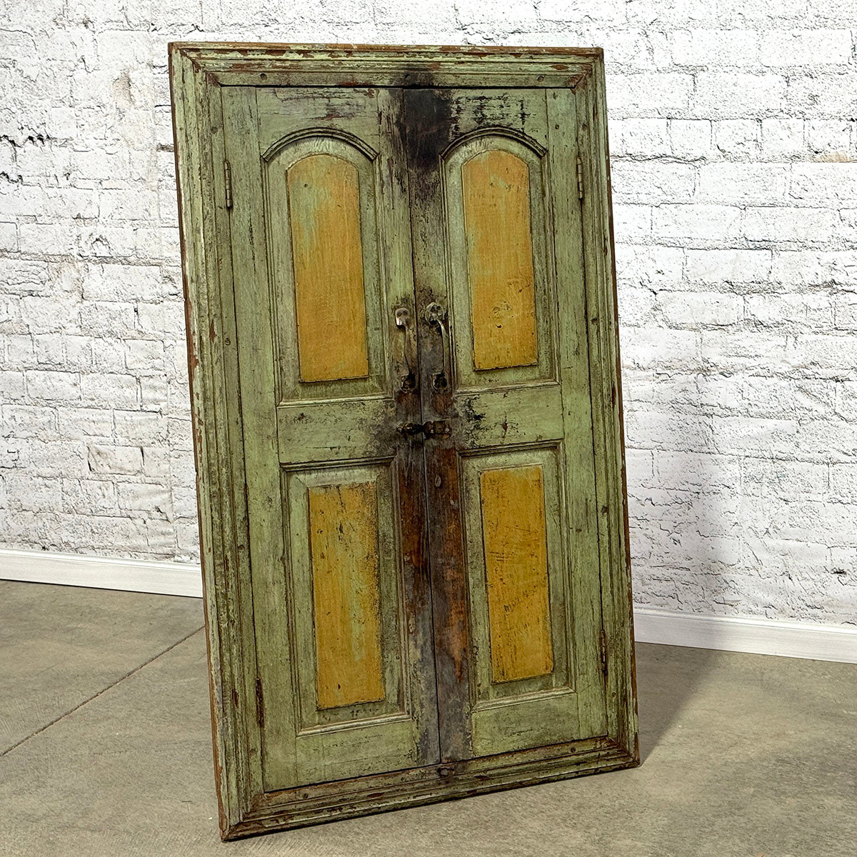 Vintage Shutter Panel with Inset Mirror