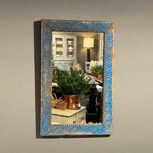 Reclaimed Carved Wood Mirror, 37.5"(H)