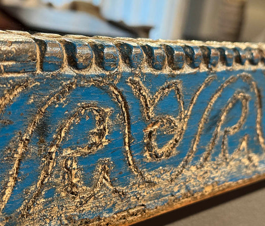 Reclaimed Carved Wood Mirror, 37.5"(H)