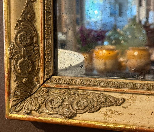 19th c. French Giltwood Mirror 25.5"(H)