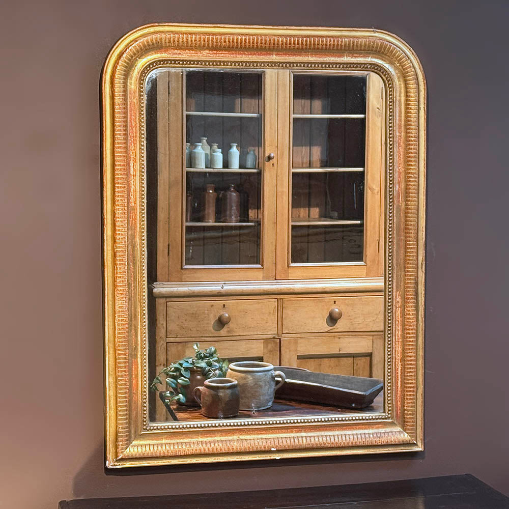 Louis Philippe Mirror, Gold + Red, Original Glass 39"(H)