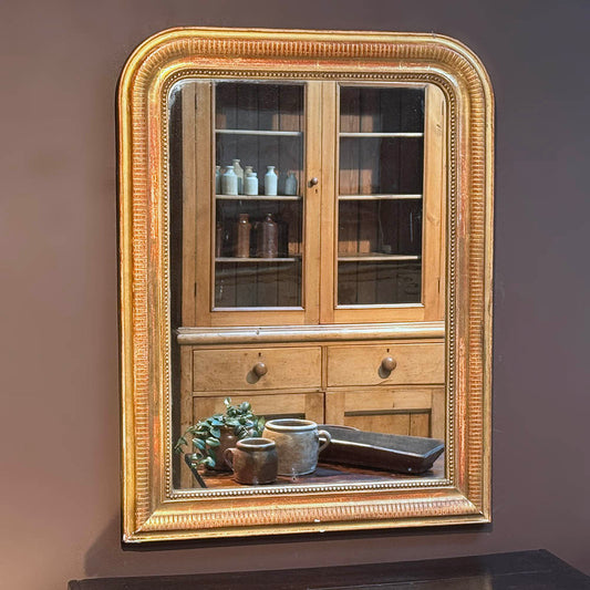 Louis Philippe Mirror, Gold + Red, Original Glass 39"(H)