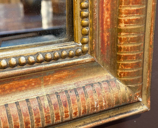 Louis Philippe Mirror, Gold + Red, Original Glass 39"(H)