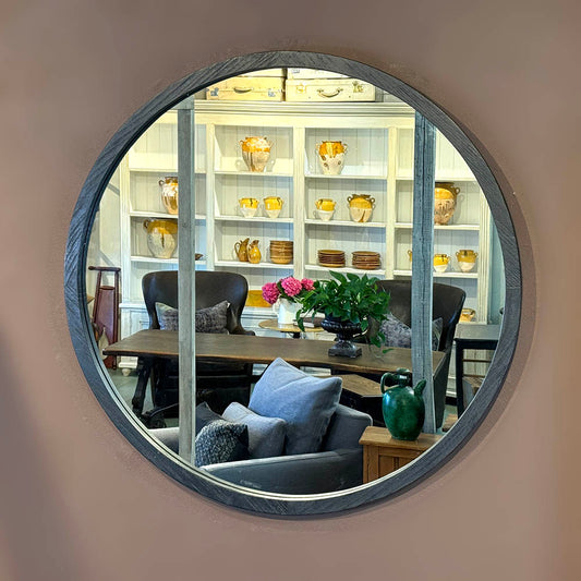 Teak Wood w/Black Finish Mirror, 36"(H)