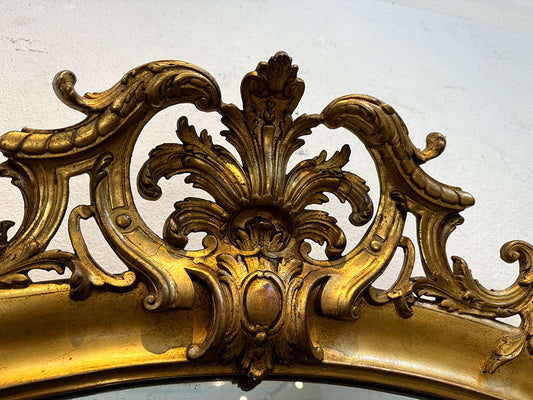 Louis Philippe Mirror Original Two Tone Gilt on Red c.1850, 56.5"(H)