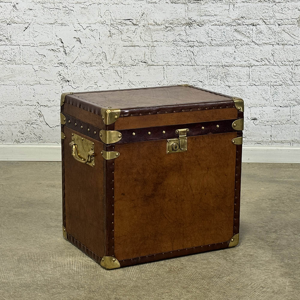 English Leather Trunk with Brass