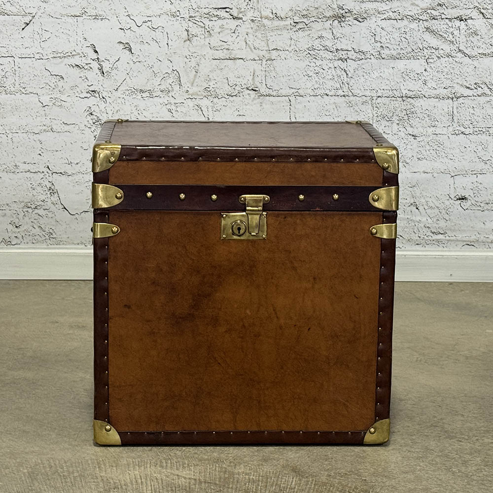 English Leather Trunk with Brass