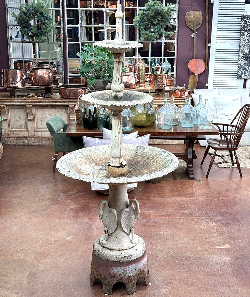 Antique Cast Iron Fountain with Swans