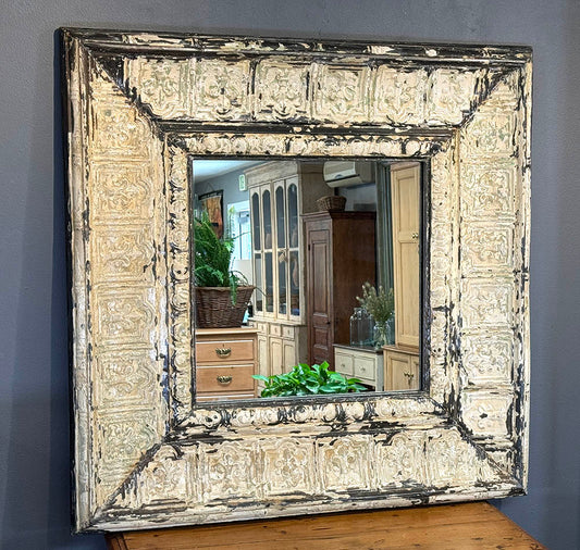 Reclaimed Pressed Tin Mirror, 48"(H)
