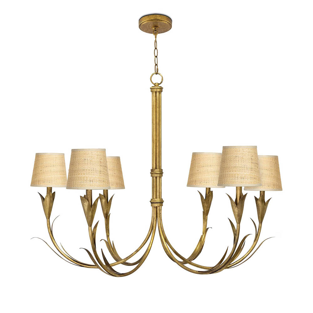 River Reed Chandelier Antique Gold