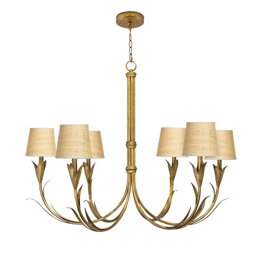River Reed Chandelier Antique Gold