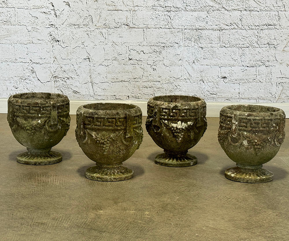 English Stone Pots with Grape Motif