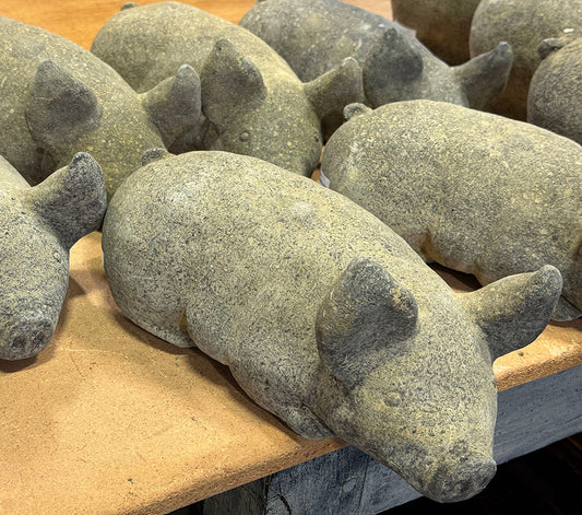 Small Laying Stone Pig