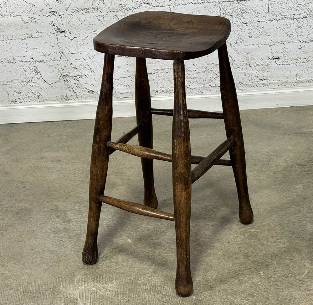 Antique English Stool with Carved Seat c.1880
