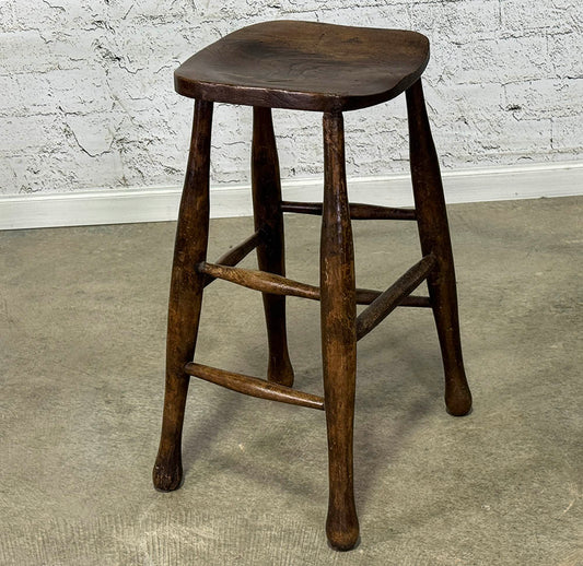 Antique English Stool with Carved Seat c.1880