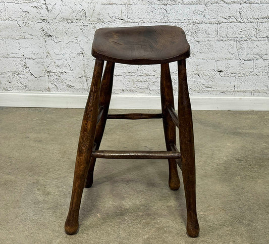 Antique English Stool with Carved Seat c.1880