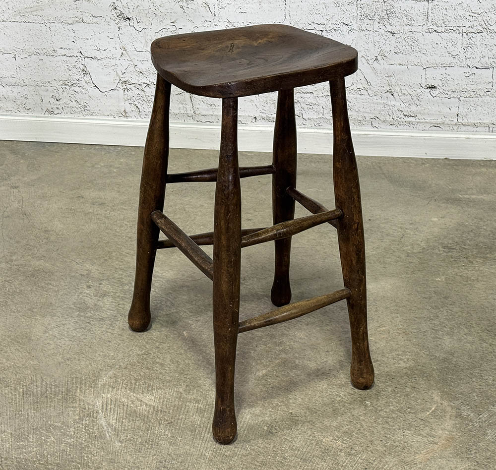 Antique English Stool with Carved Seat c.1880