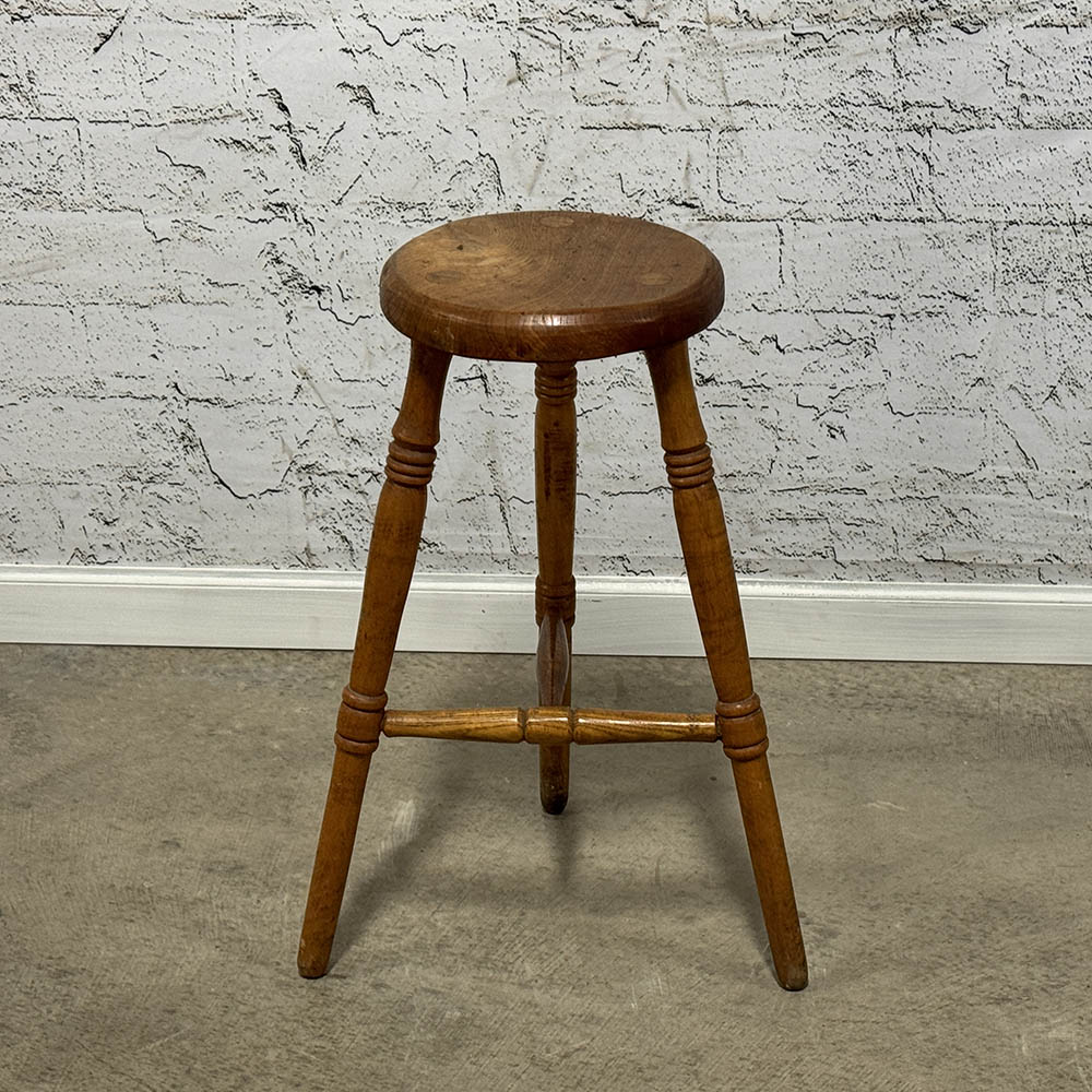 Antique English Rare Double Stretcher Stool