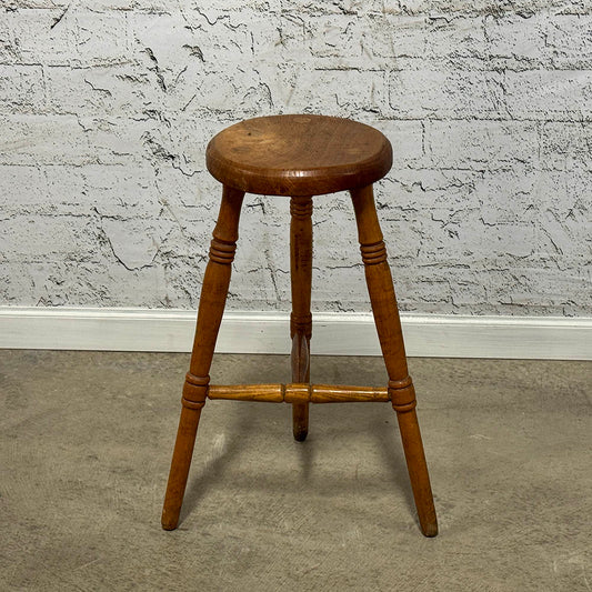 Antique English Rare Double Stretcher Stool