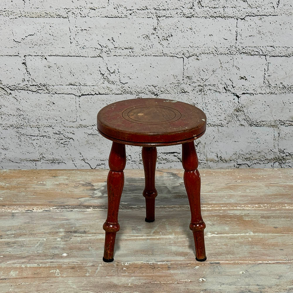 Original Red Paint Antique Candle Stool