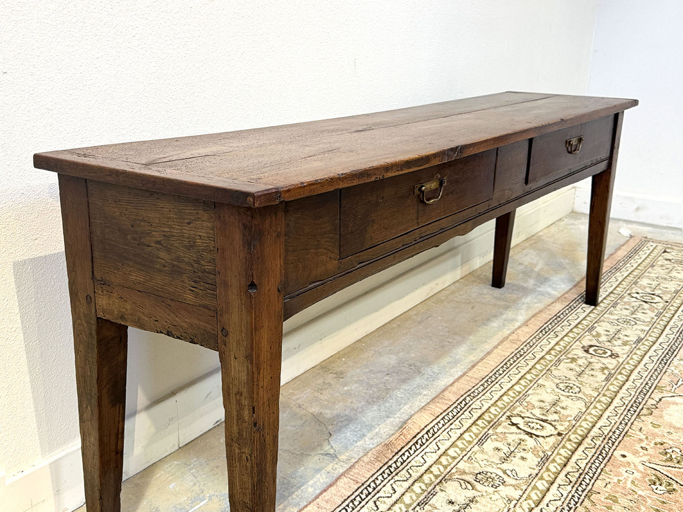 Antique 2 Drawer Beech and Oak Server