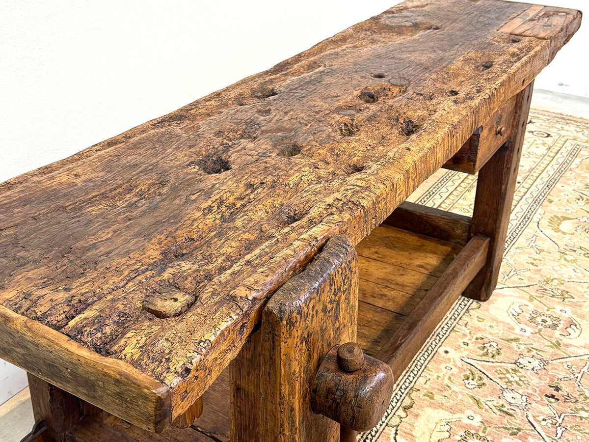 Rustic Timber Workbench Rustic Beech Wood Workbench c.1840 – Sonoma Country Antiques