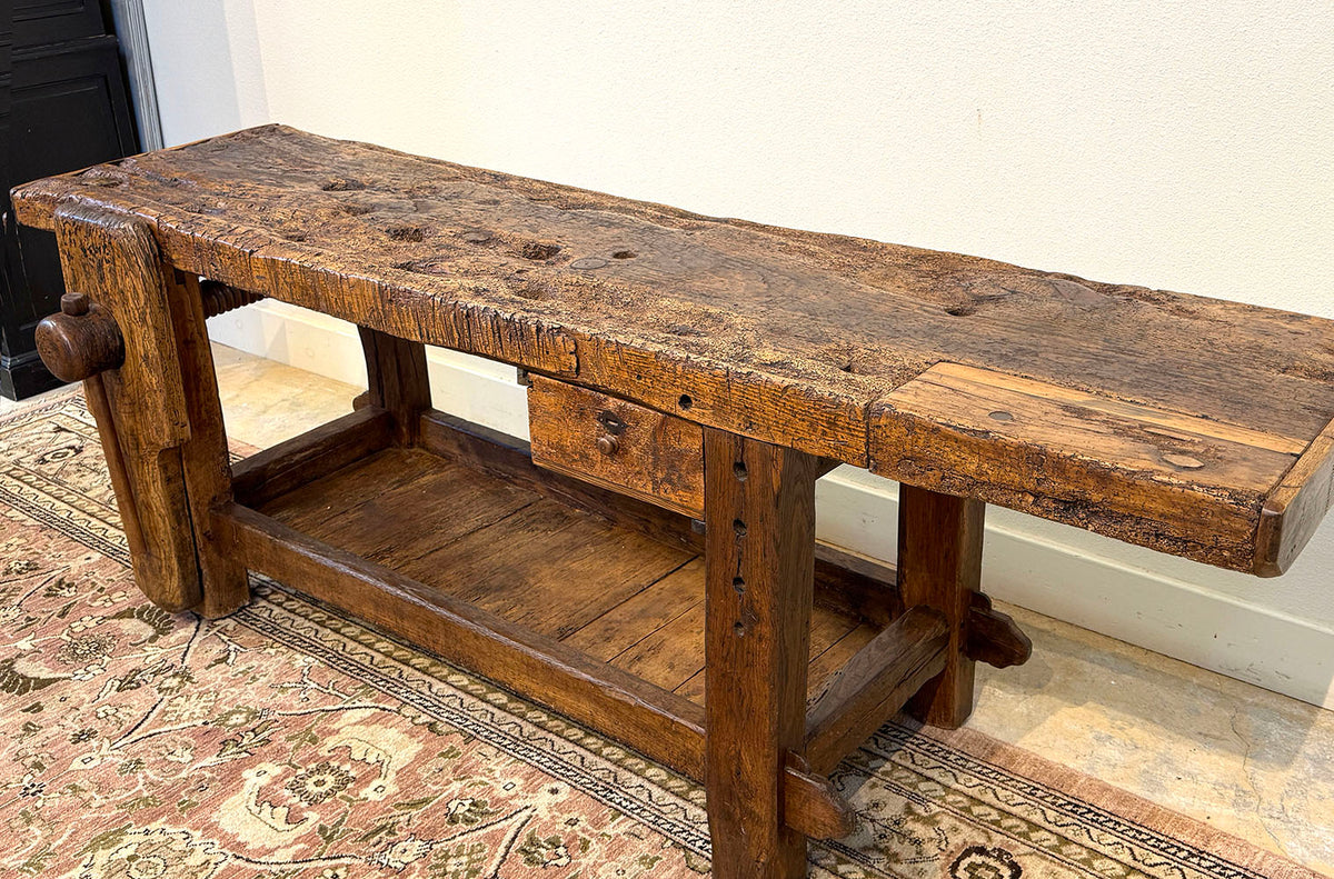 Rustic Timber Workbench Rustic Beech Wood Workbench c.1840 – Sonoma Country Antiques