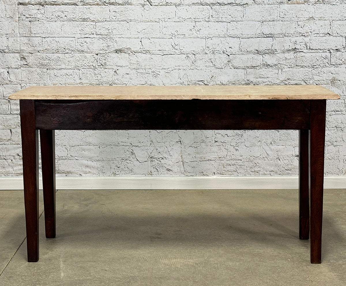 French Limestone Pastry Table with Oak Base c.1860