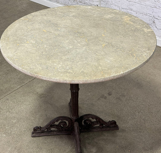 Antique French Marble & Iron Cafe Table