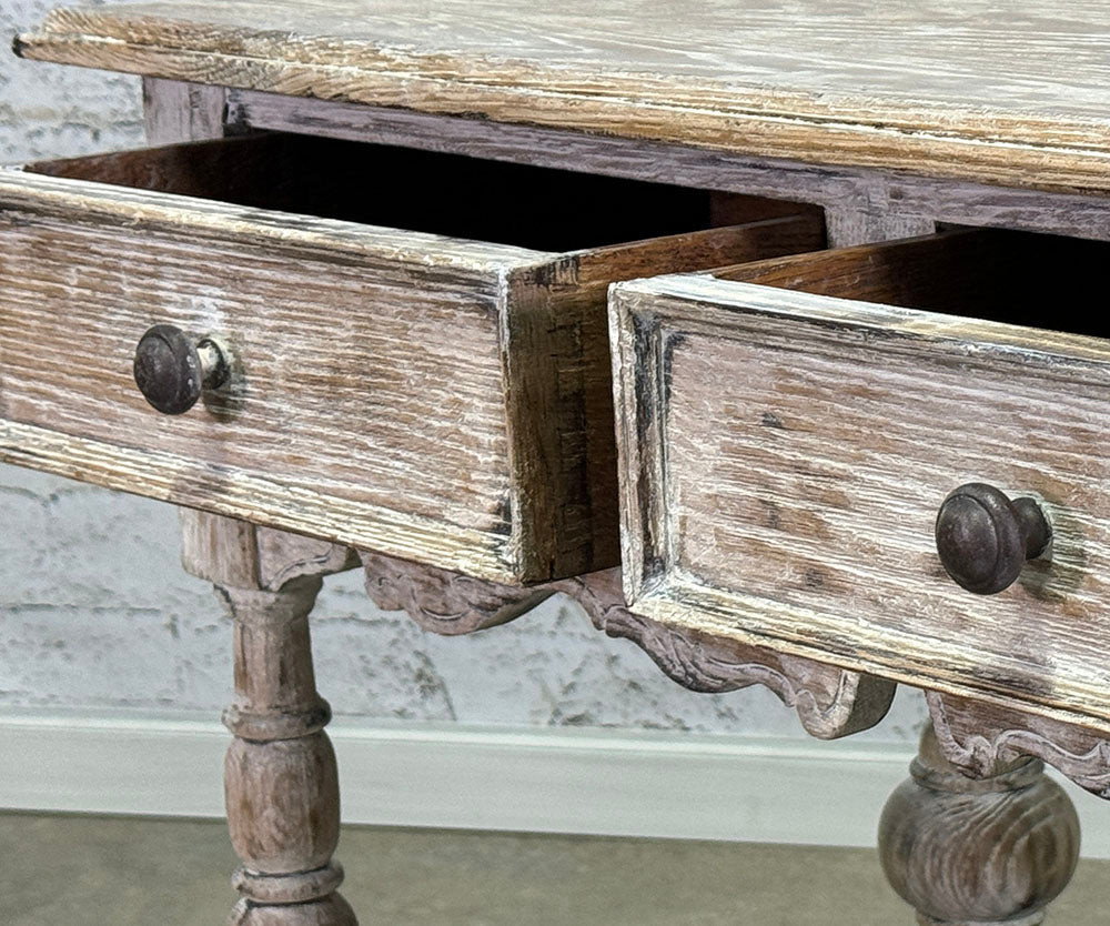 Bleached Oak Antique English Side Table c.1880