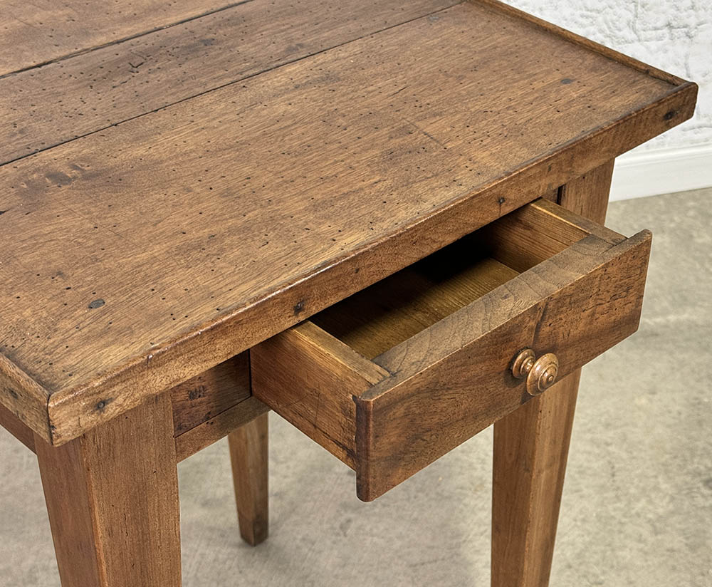 Antique French walnut Side Table with Drawer c.1820
