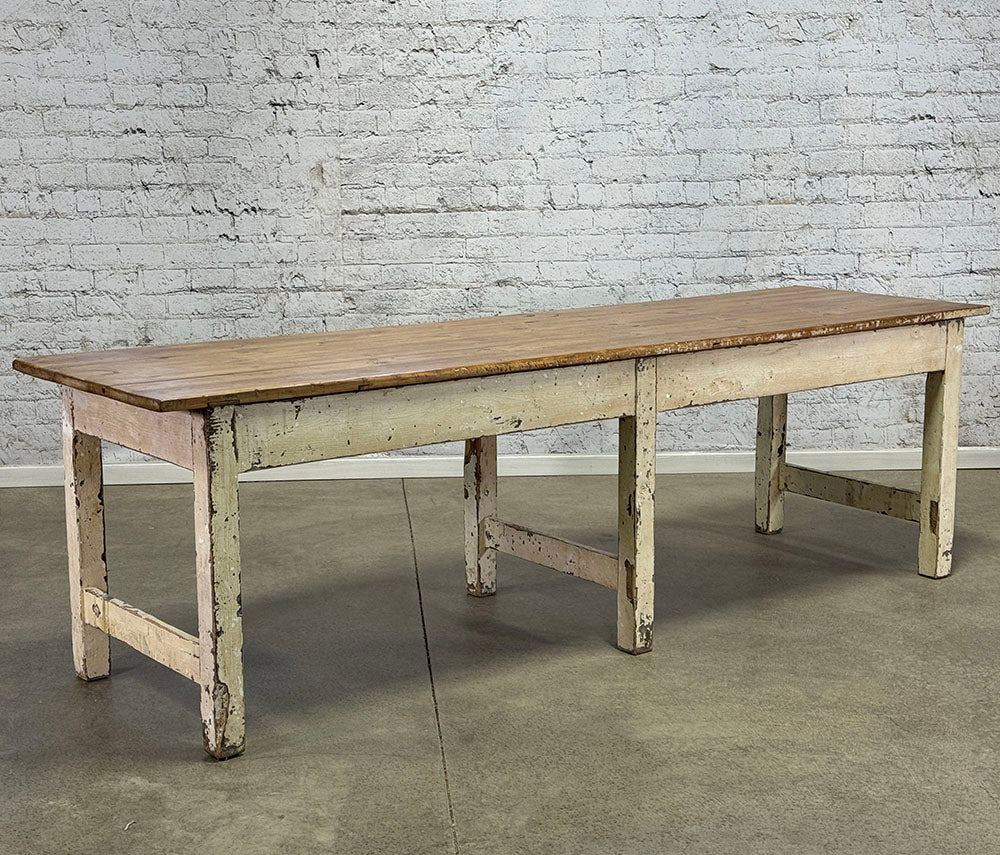 Rustic Antique English Porcelain Factory Table c.1890