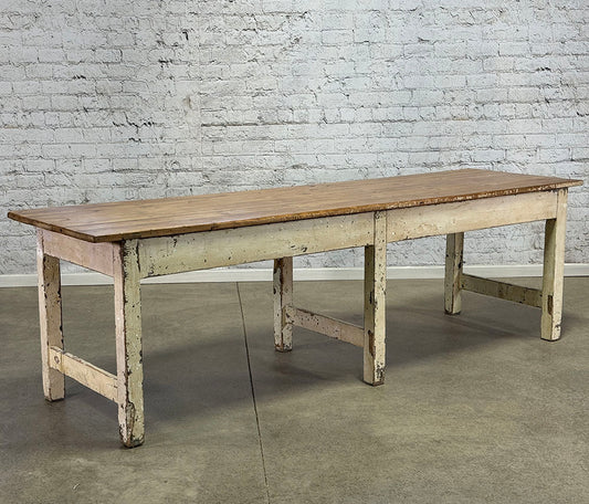 Rustic Antique English Porcelain Factory Table c.1890
