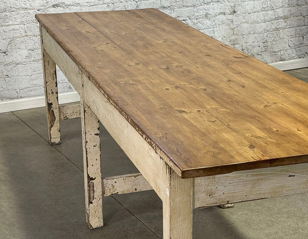 Rustic Antique English Porcelain Factory Table c.1890