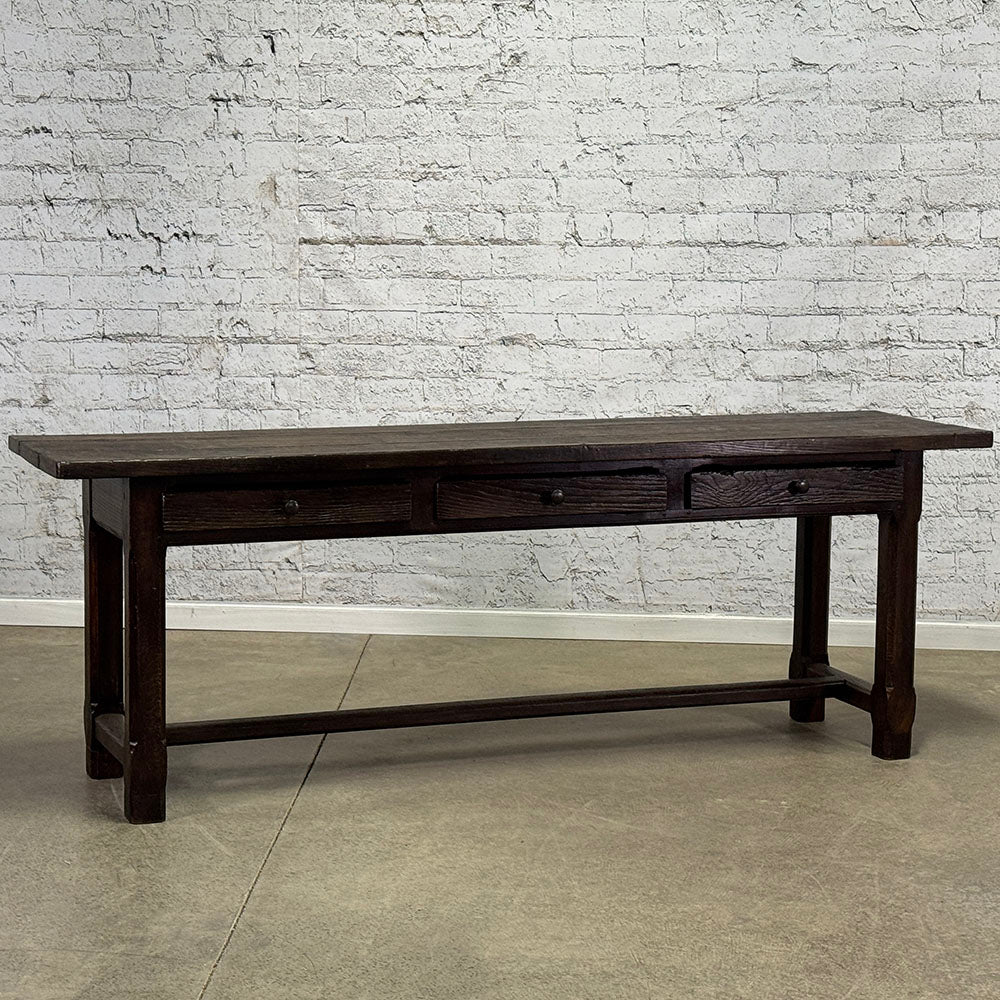 Antique Oak Three Drawer Server with Scrubbed Top from Burgundy c.1820