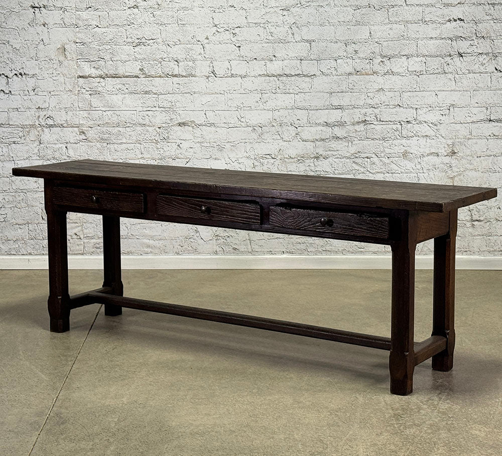 Antique Oak Three Drawer Server with Scrubbed Top from Burgundy c.1820