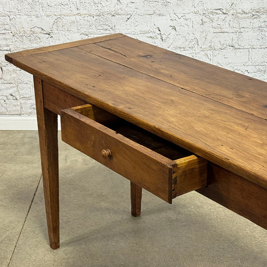 Antique French Cherry Farmhouse Server with Drawer, Burgundy c.1850