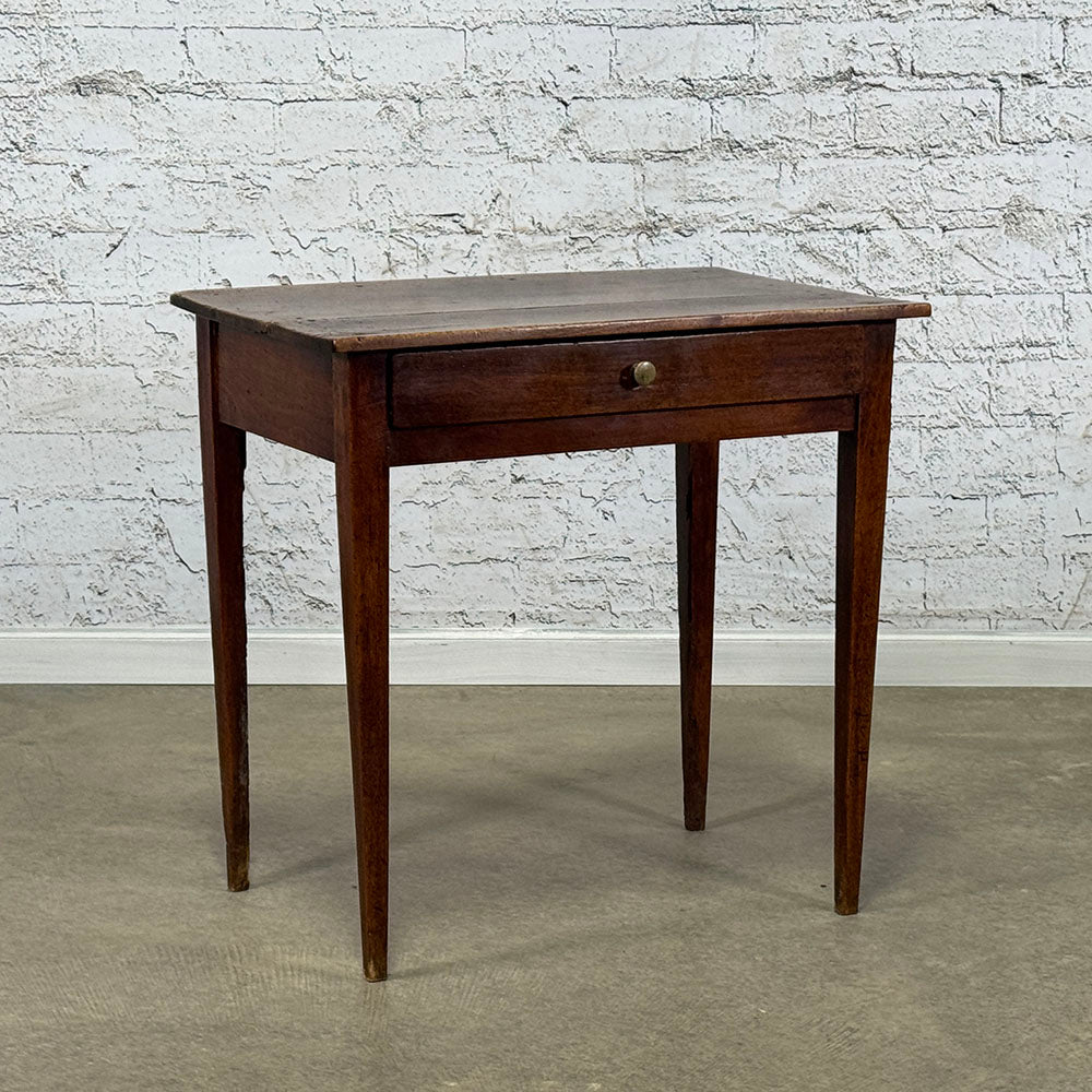 Antique French Walnut Side Table with Drawer