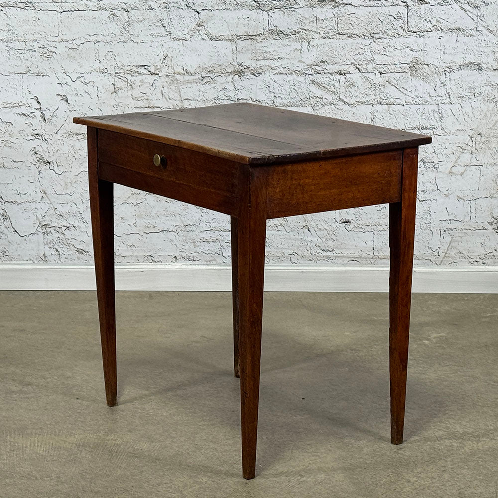 Antique French Walnut Side Table with Drawer